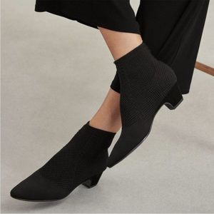 Eileen Fisher Purl Recycled Stretch Knit Bootie Sock Ankle Boots Black 8.5 NWB